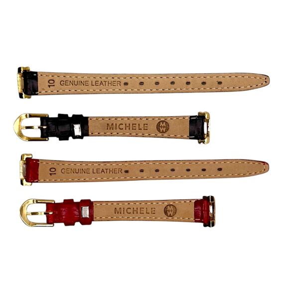 Michele 72-202-G Interchangeable 5-Bezel Watch Set Gold Bracelet and Straps - Picture 6 of 16